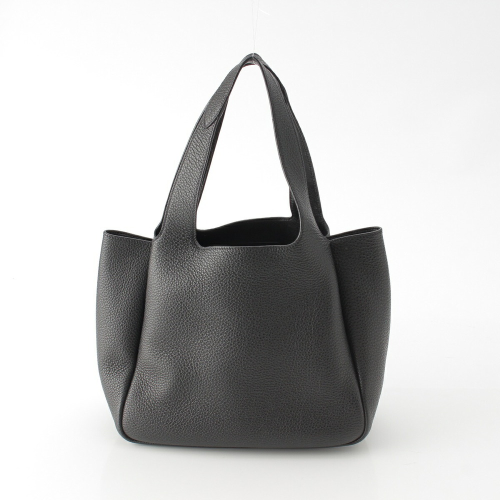 Prada Leather Black Tote Vitello Dino Bag Triangle Soft Logo - Picture 4 of 10